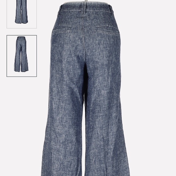 Pilcro and the Letterpress Blue Chambray Linen Blend Wide Leg Pants Size 4 - Picture 2 of 4